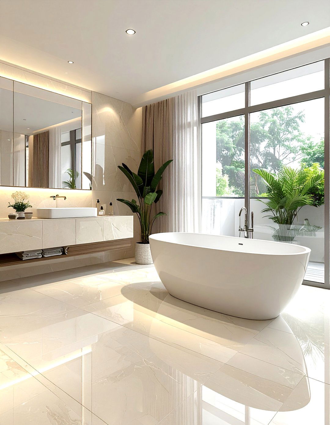 Cream Porcelain Tile - 30 cream and white bathroom ideas