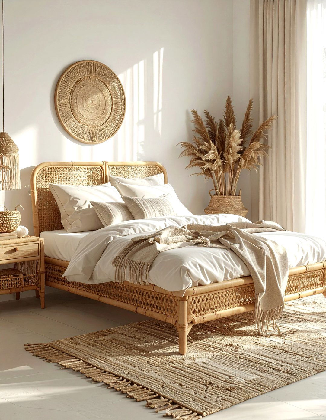 Cream Rattan Bed - 30 cream bedroom furniture ideas