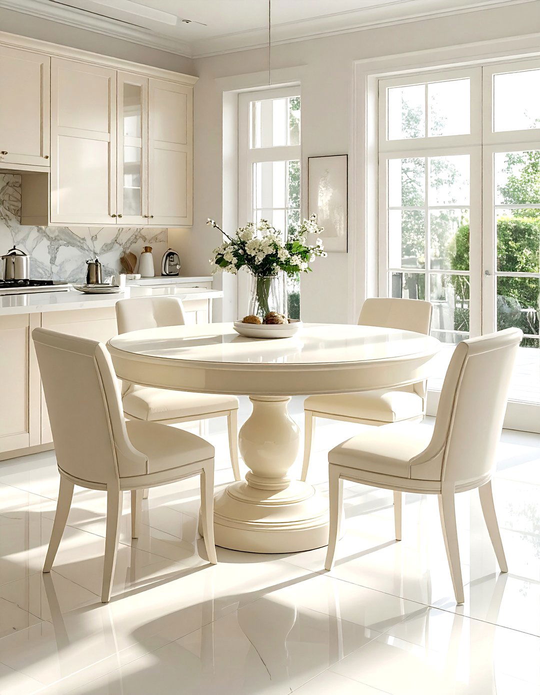 Cream Round Table - 30 cream kitchen furniture ideas