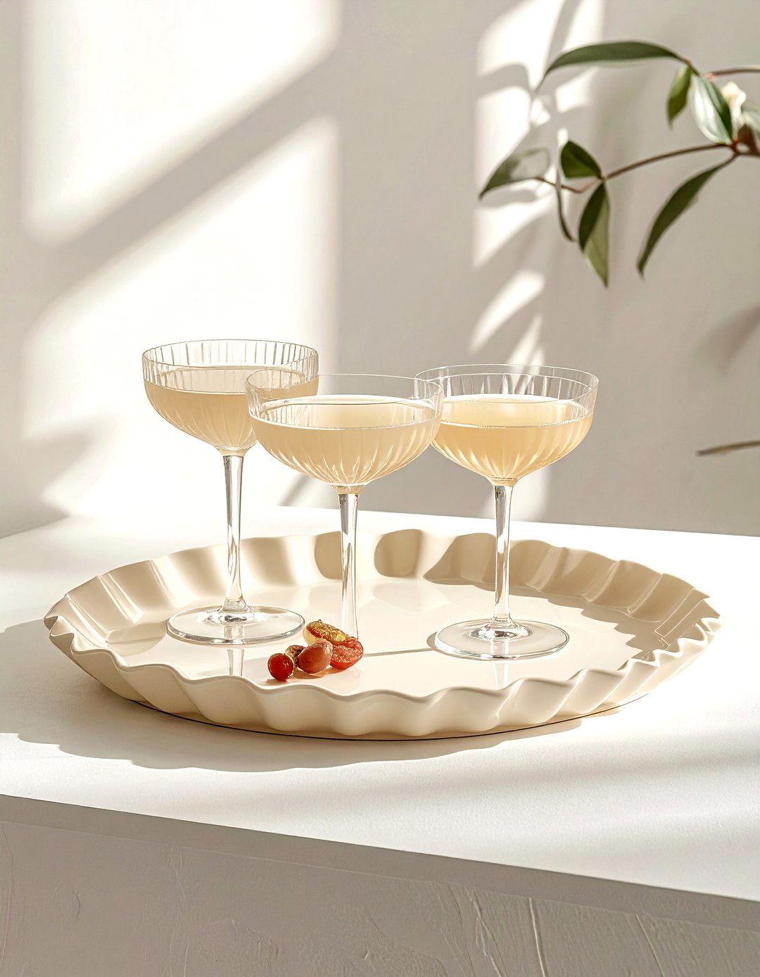 Cream Scalloped Tray - 30 cream dining room accessories ideas