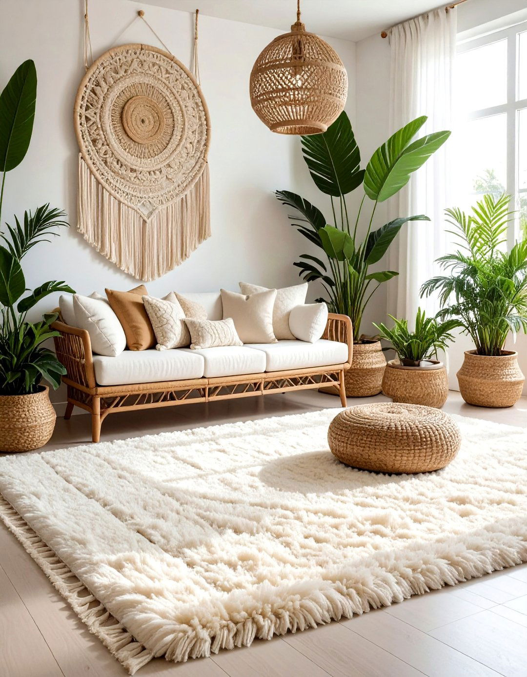 Cream Shag Rug Boho Decor - 30 shag rug ideas