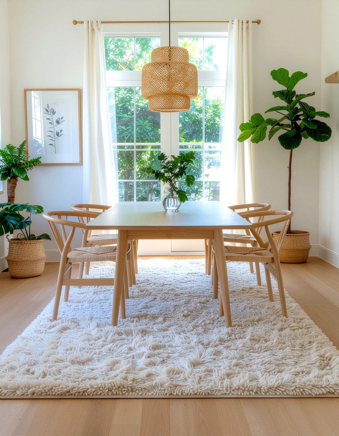 Cream Shag Rug Dining Room - 30 neutral rug dining room ideas