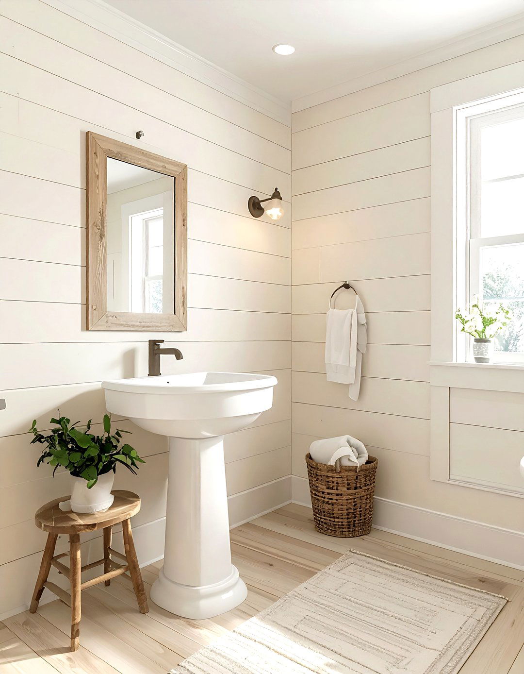 Cream Shiplap Bathroom - 30 warm cream bathroom ideas