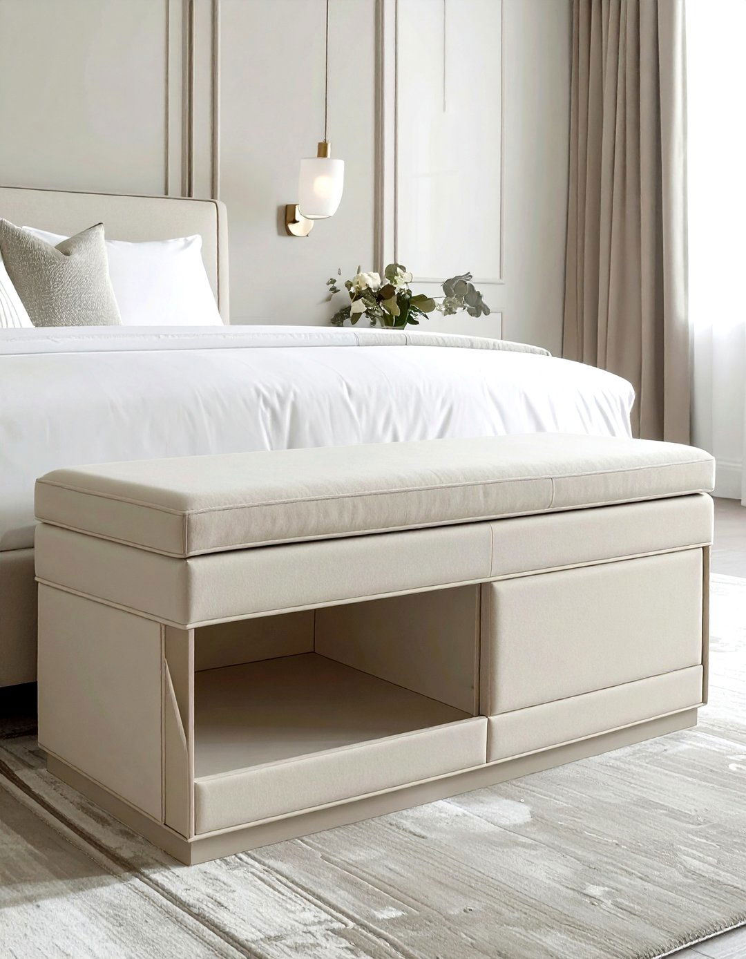 Cream Storage Bench - 30 cream bedroom furniture ideas