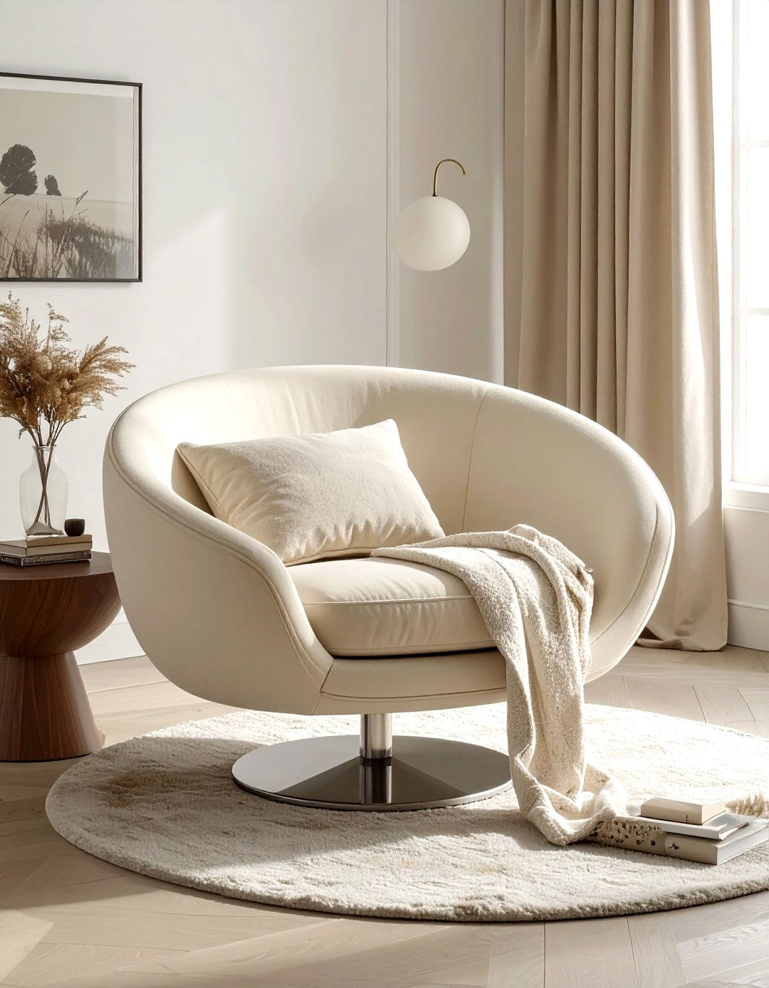 Cream Swivel Chair - 30 cream bedroom furniture ideas