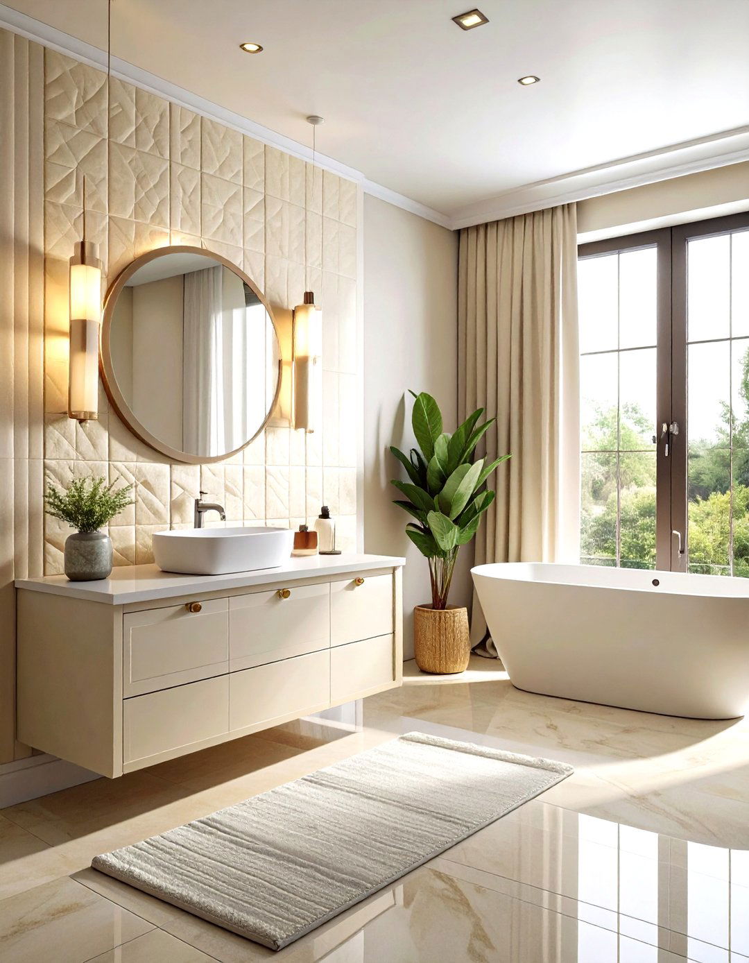 Cream Textured Wall Bathroom - 30 warm cream bathroom ideas