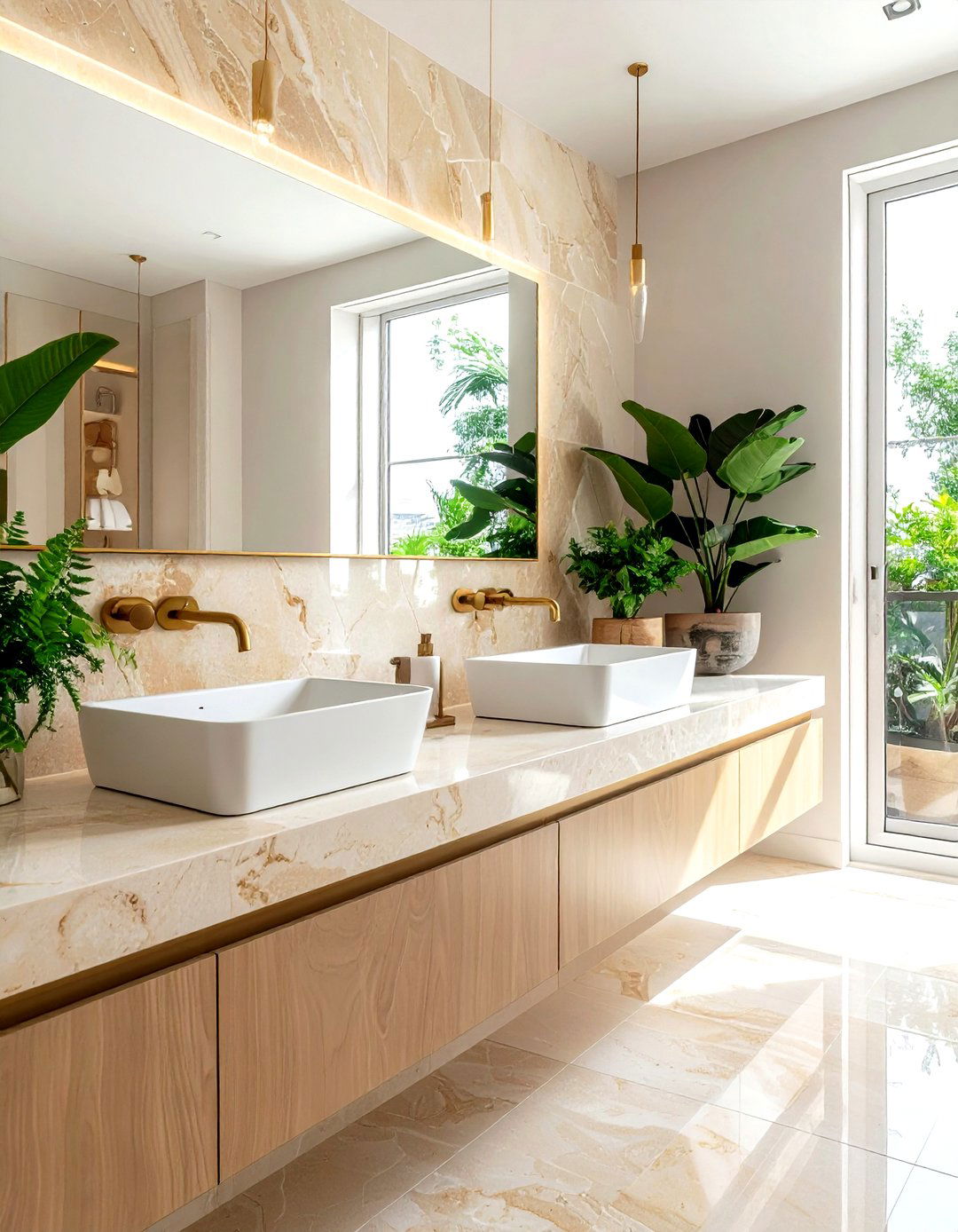 Cream Travertine Bathroom Countertop - 30 travertine bathroom ideas