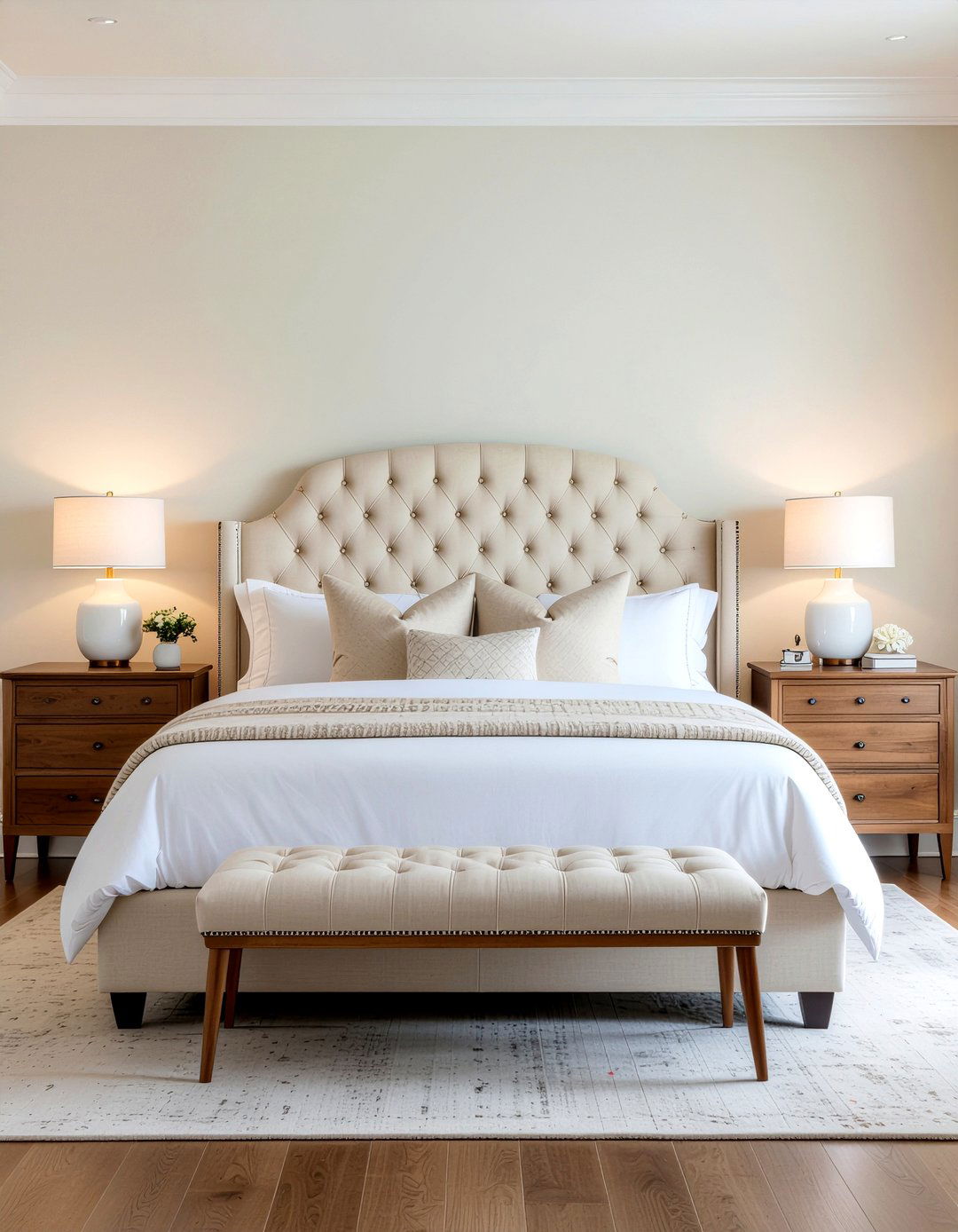 Cream Tufted Headboard - 30 bedroom tufted headboards