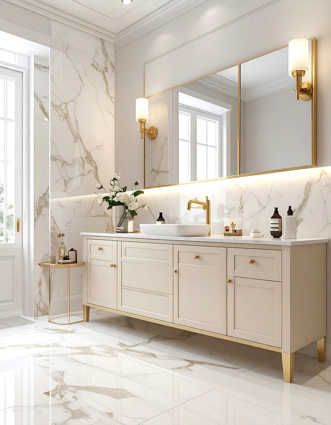 Cream Vanity With Gold Handles - 30 cream bathroom furniture ideas