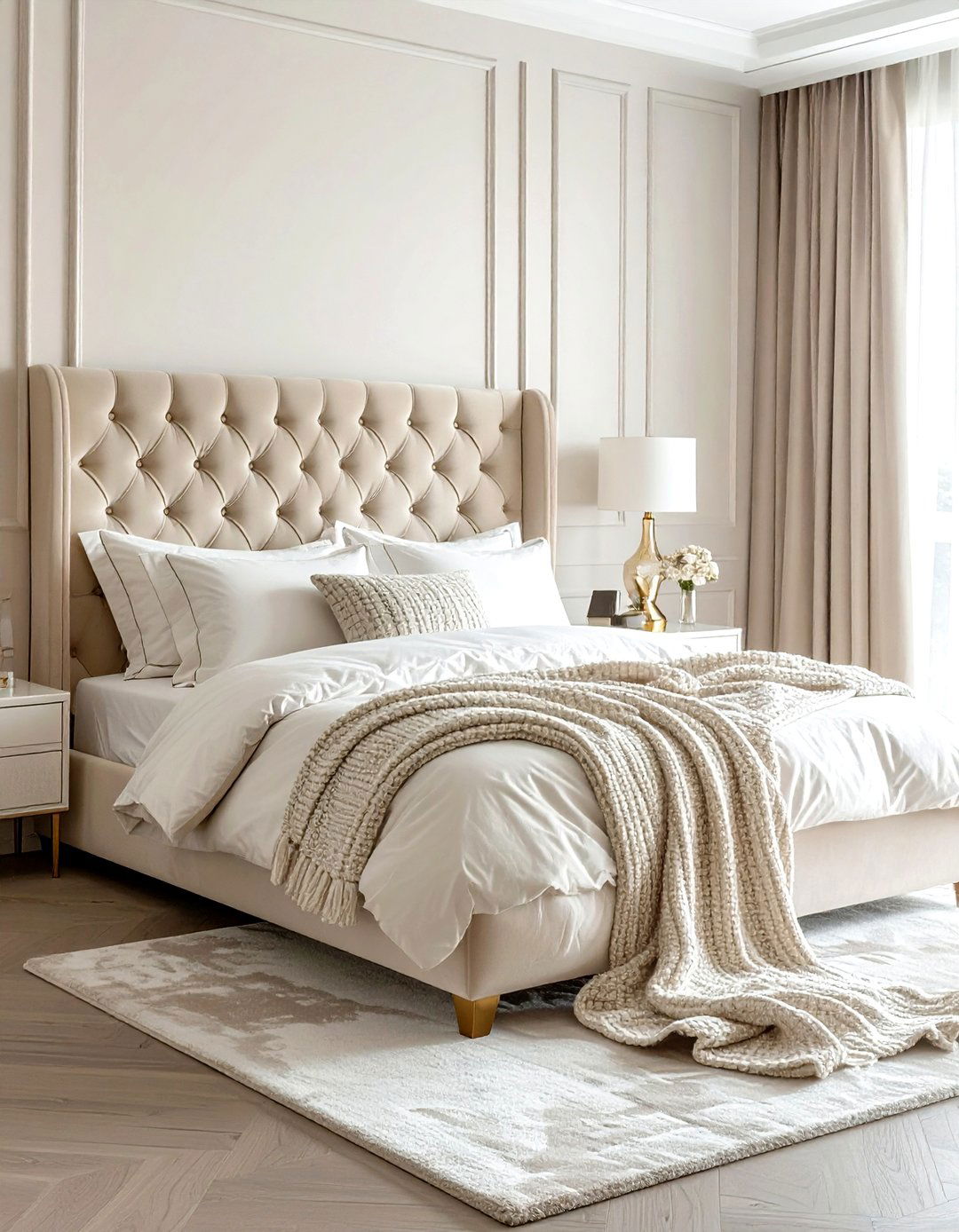 Cream Velvet Bed - 30 cream bedroom furniture ideas