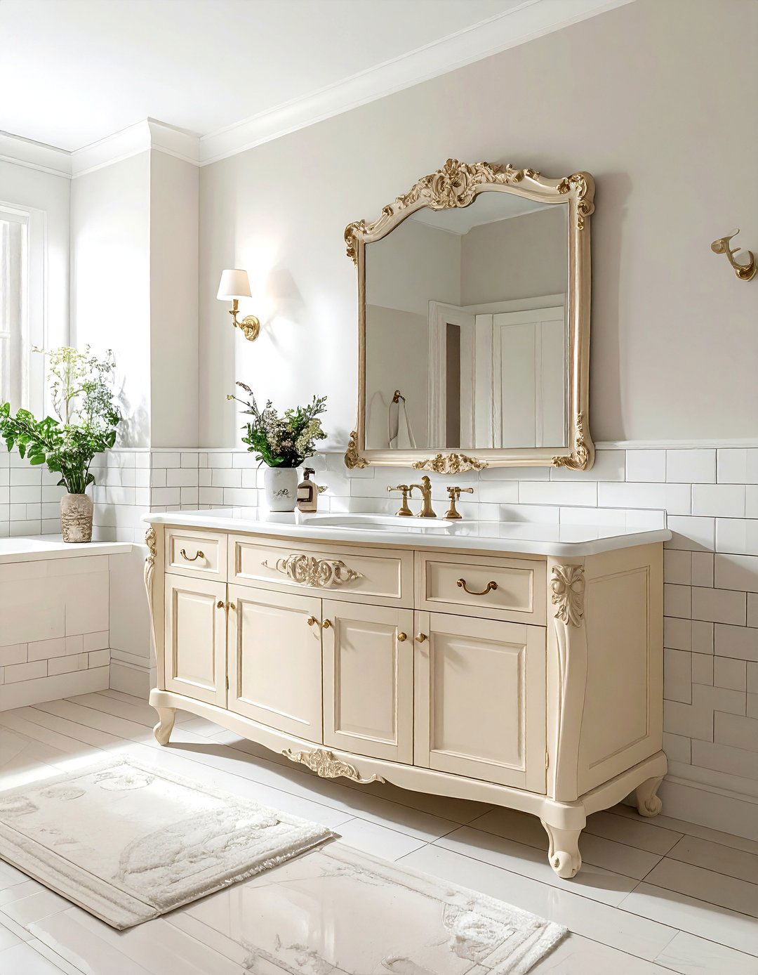 Cream Victorian Vanity - 30 cream bathroom furniture ideas