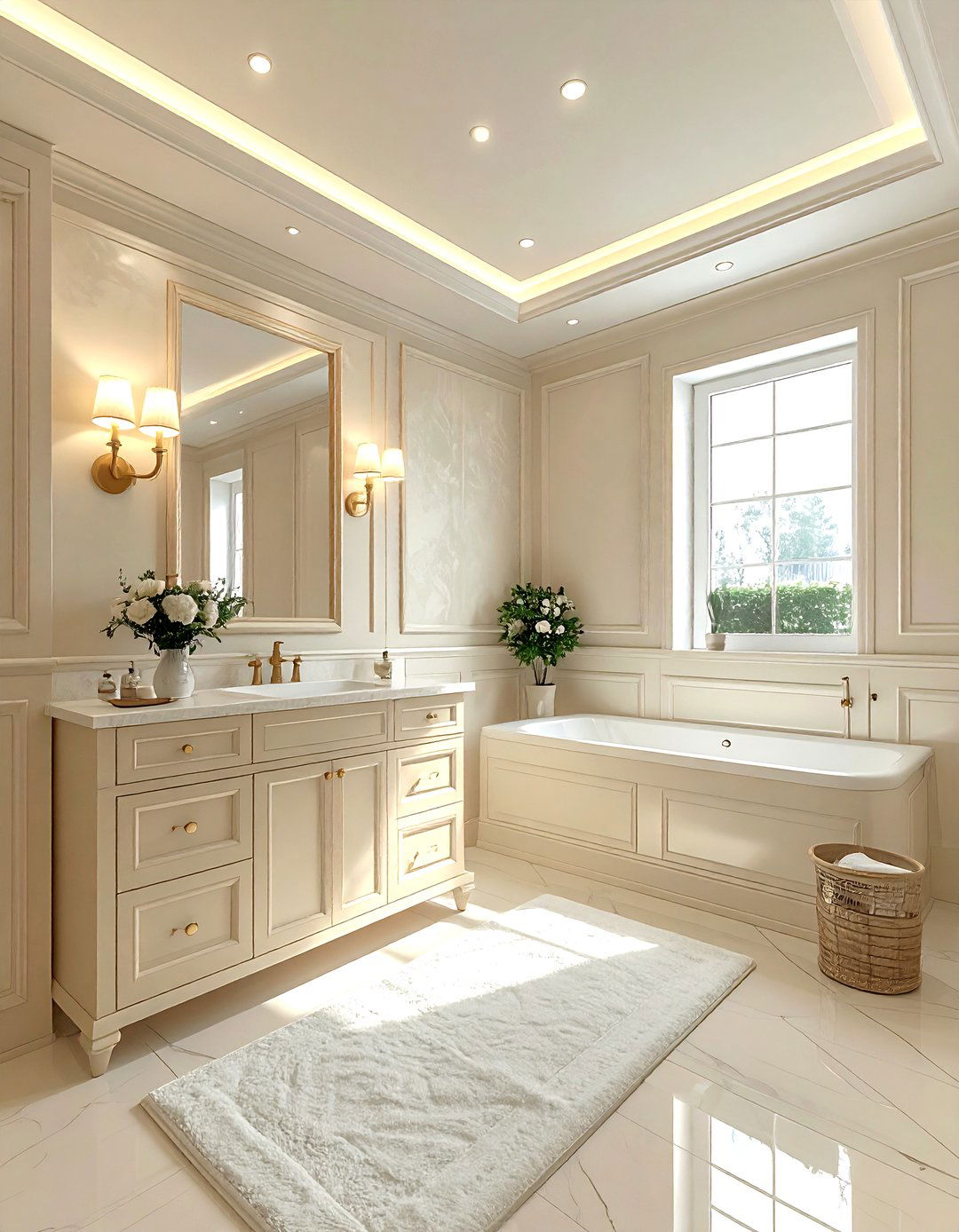 Cream Wainscoting Bathroom - 30 warm cream bathroom ideas