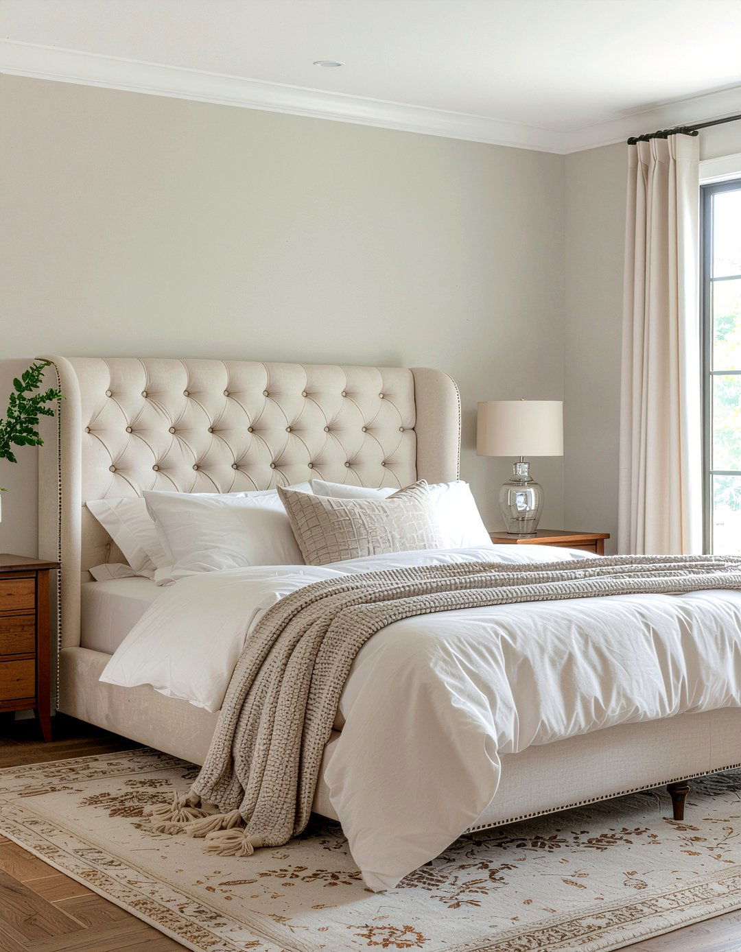 Cream Wingback Velvet Headboard - 30 bedroom velvet headboards