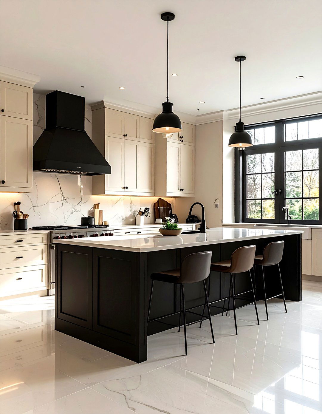 Cream and Black Kitchen - 30 cream kitchen decor ideas