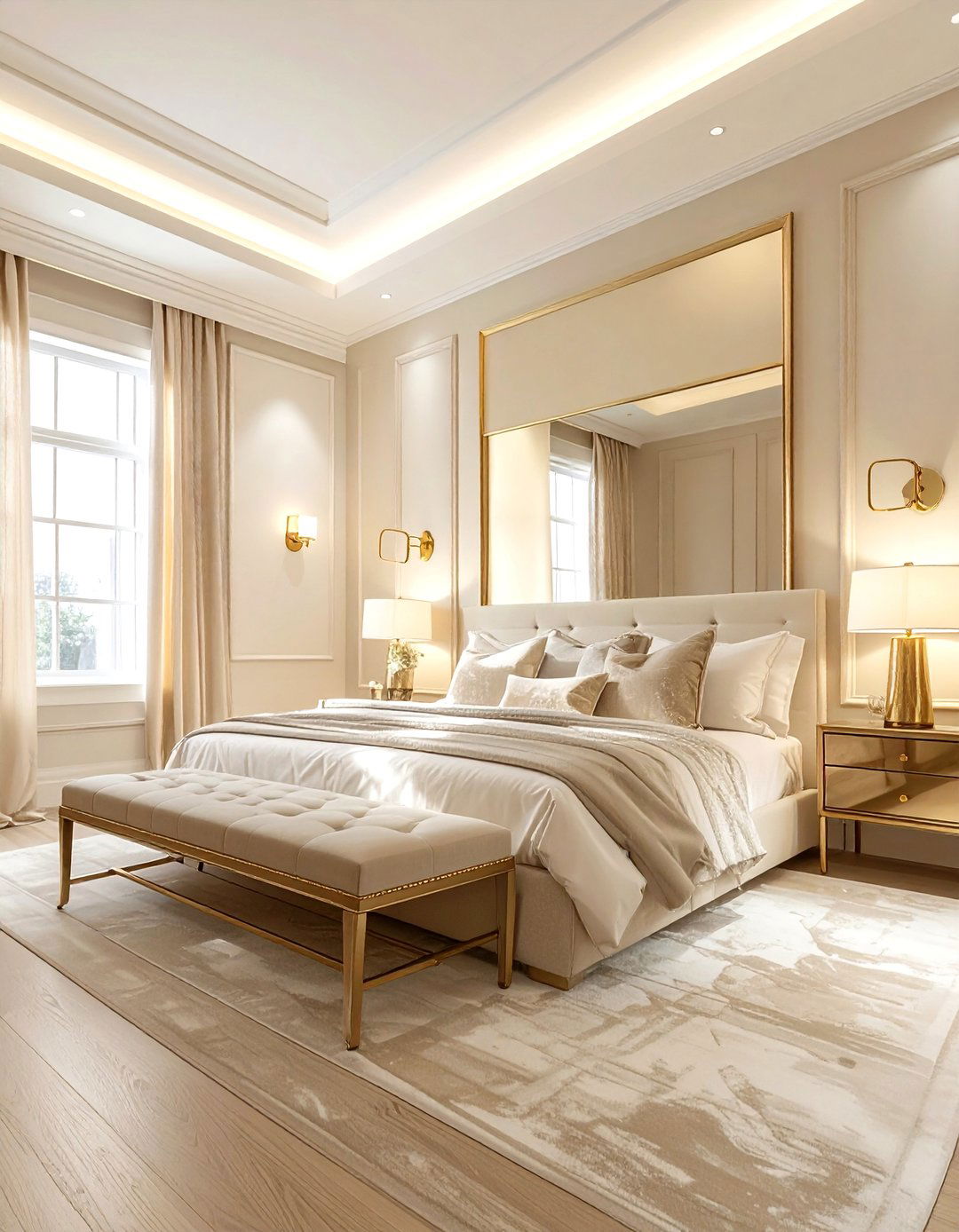 Cream and Brass Bedroom - 30 cream bedroom design ideas