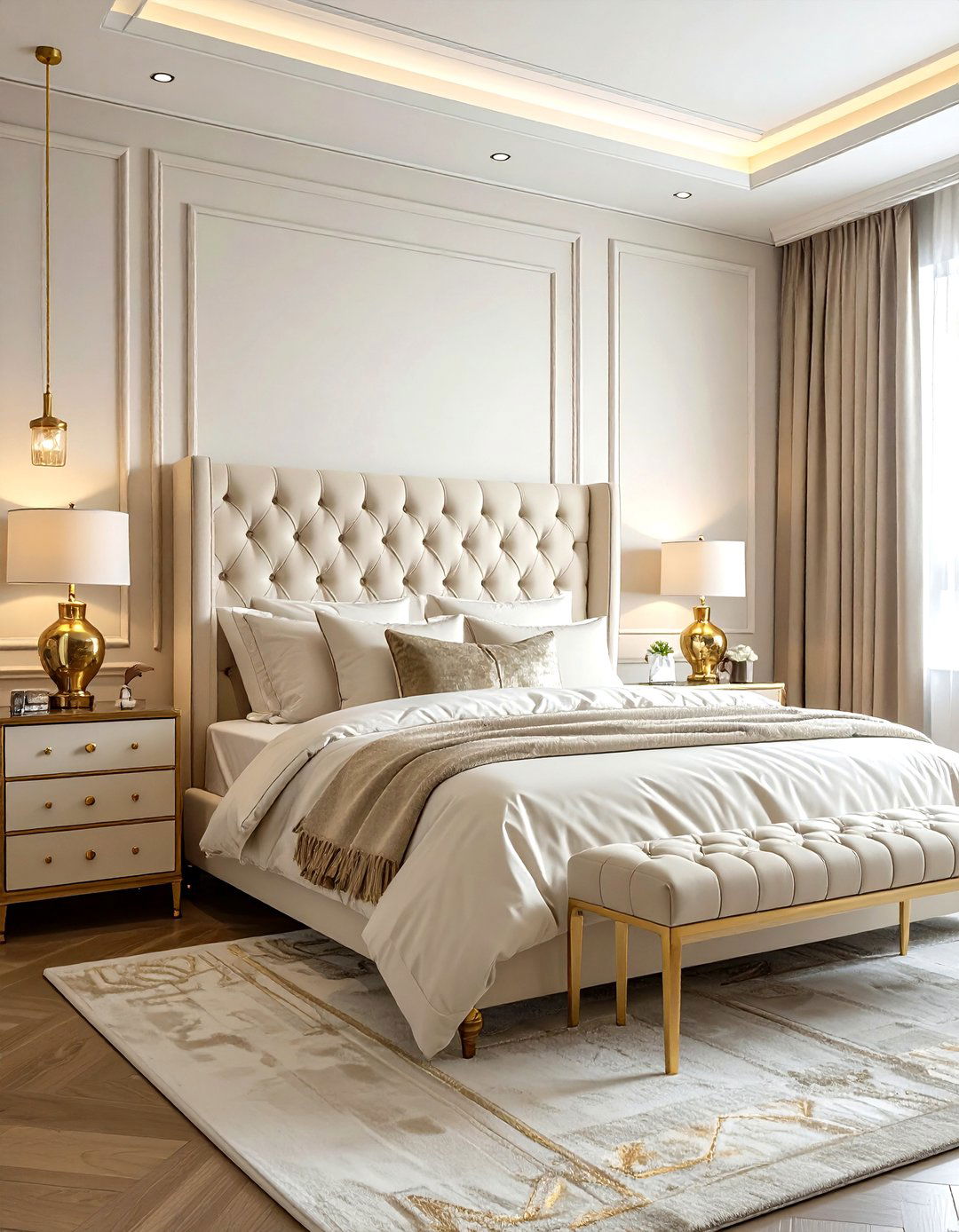 Cream and Gold Bedroom - 30 cream bedroom design ideas