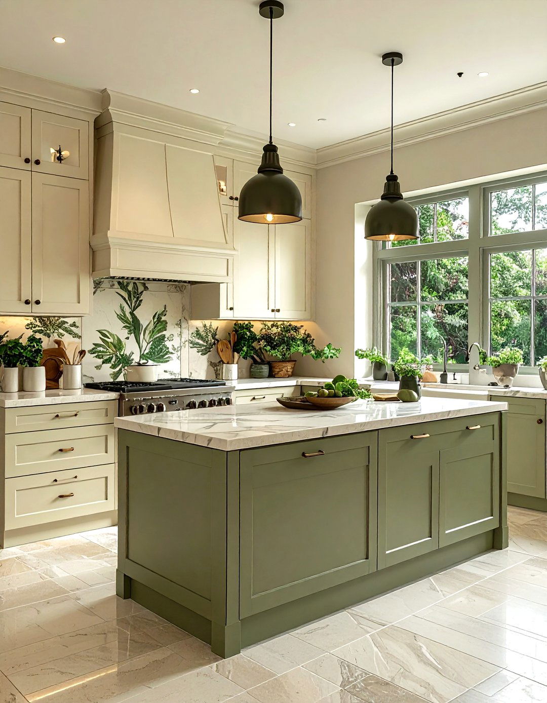 Cream and Green Kitchen - 30 cream kitchen decor ideas