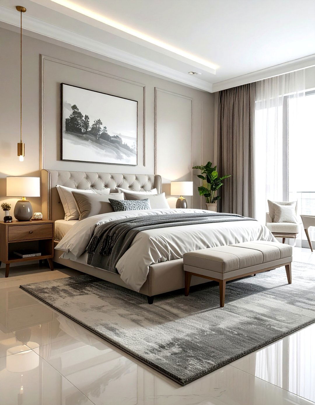 Cream and Grey Bedroom - 30 cream bedroom design ideas