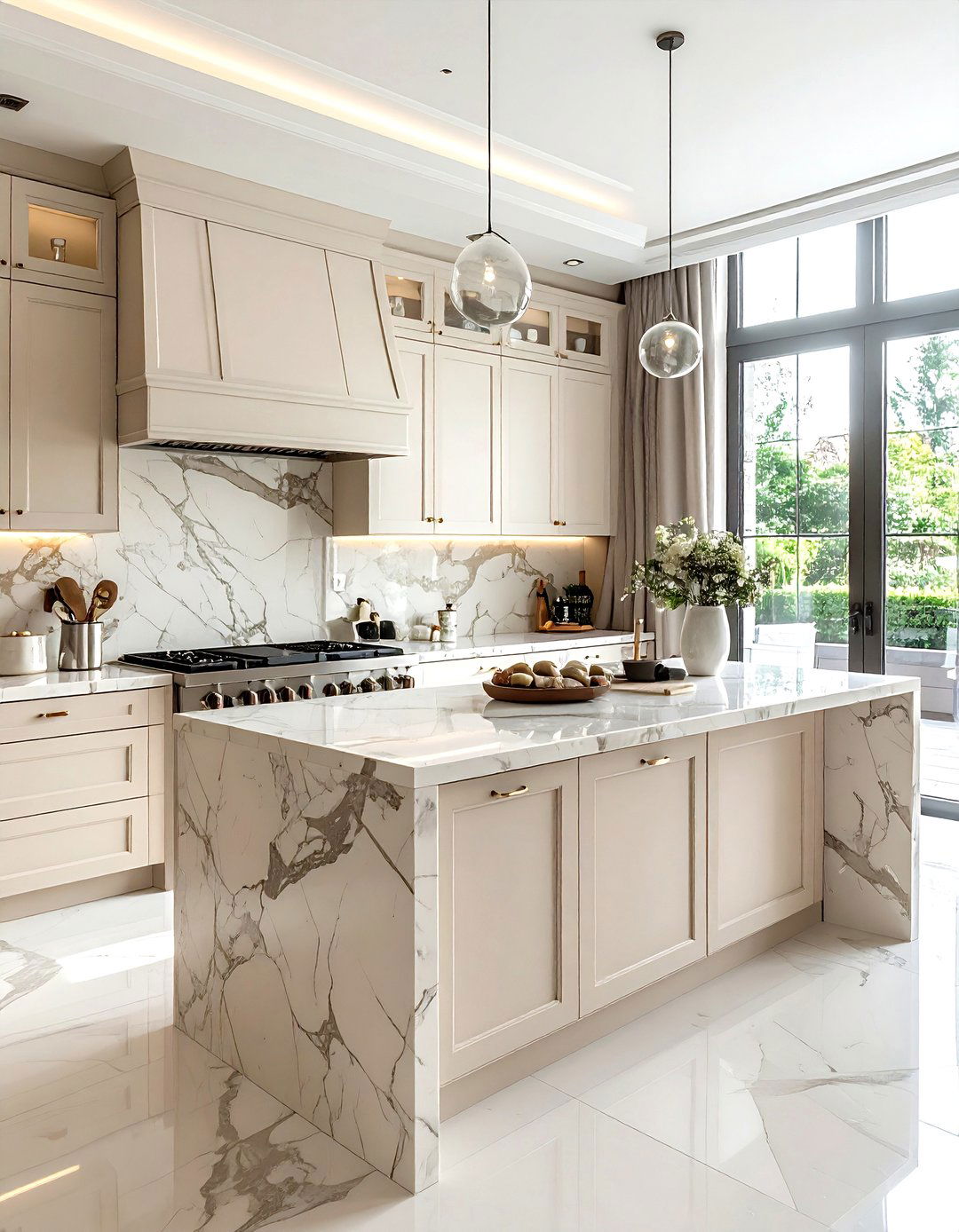 Cream and Marble Kitchen - 30 cream kitchen decor ideas