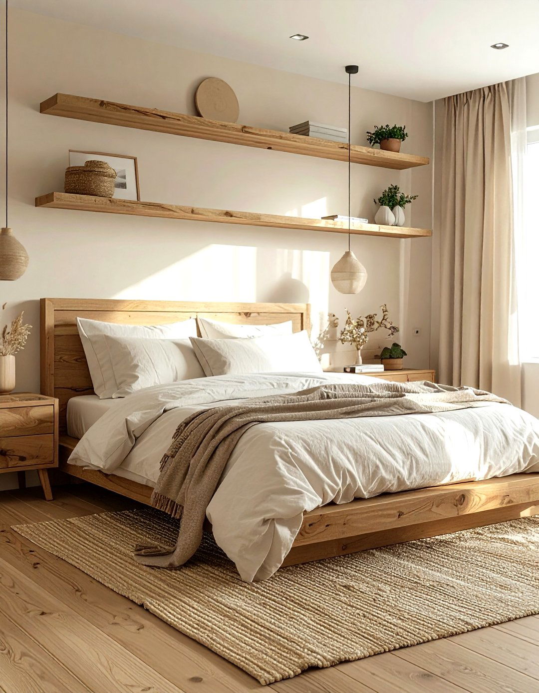 Cream and Wood Bedroom - 30 cream bedroom design ideas