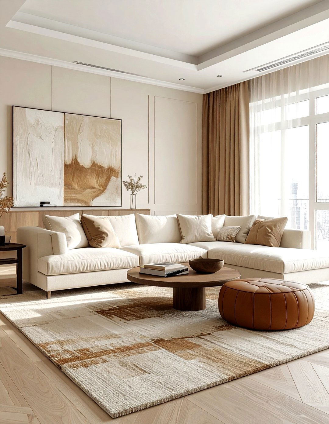 Cream and beige living room layers - 30 cream living room design ideas