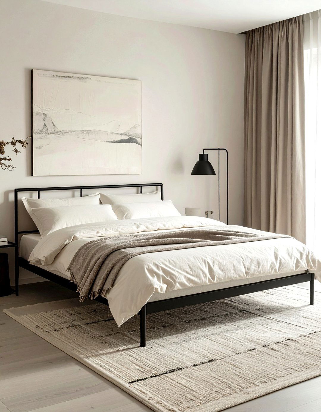 Cream and black bedroom accents - 30 cream bedroom decor ideas