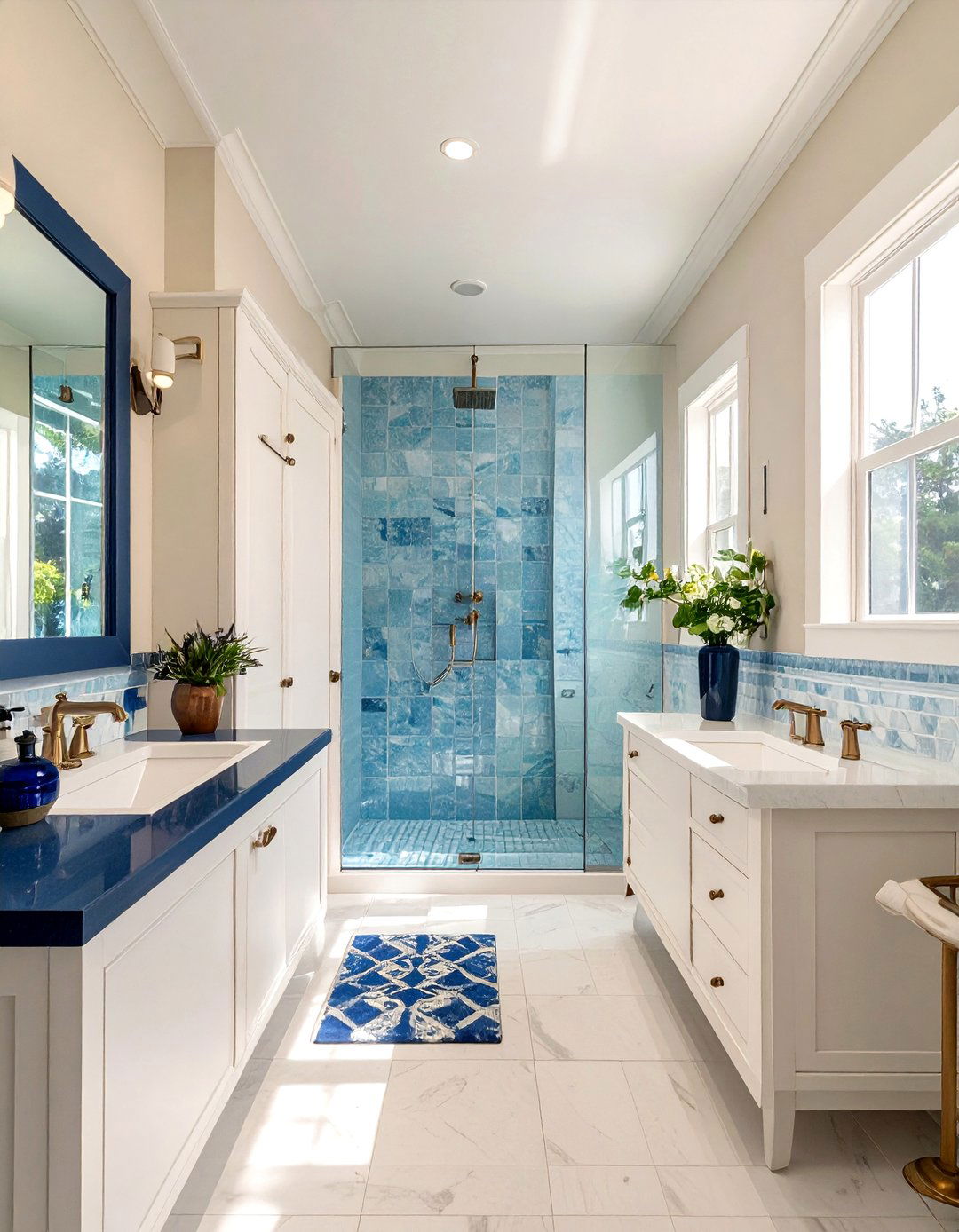 Cream and blue bathroom - 30 cream bathroom ideas