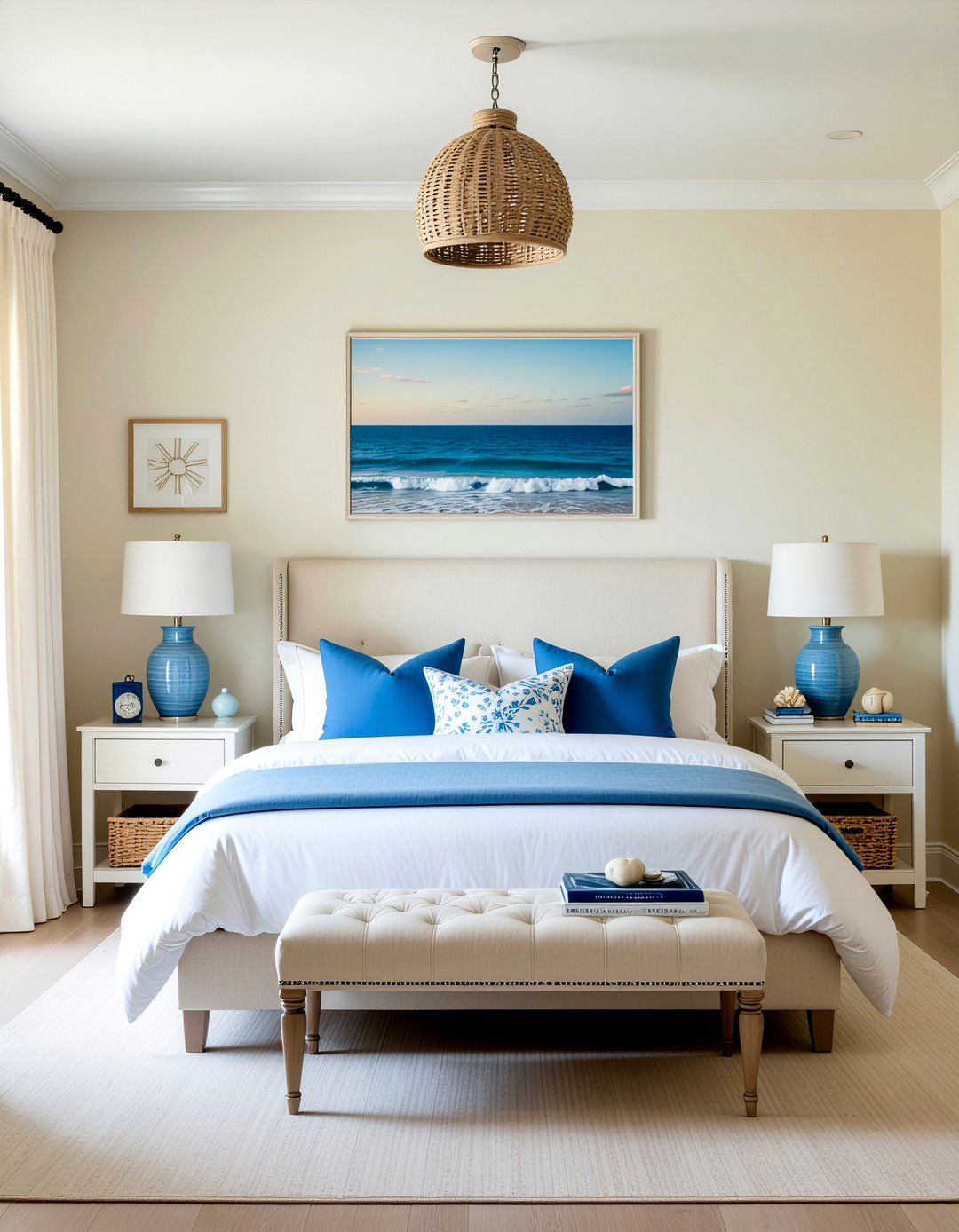 Cream and blue bedroom - 30 cream bedroom ideas