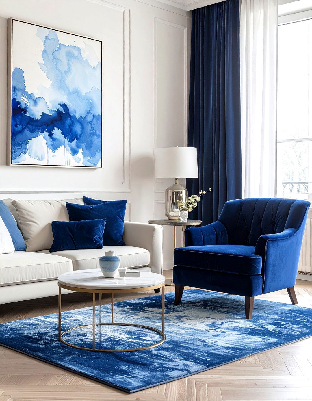 Cream and blue living room palette - 30 cream living room design ideas