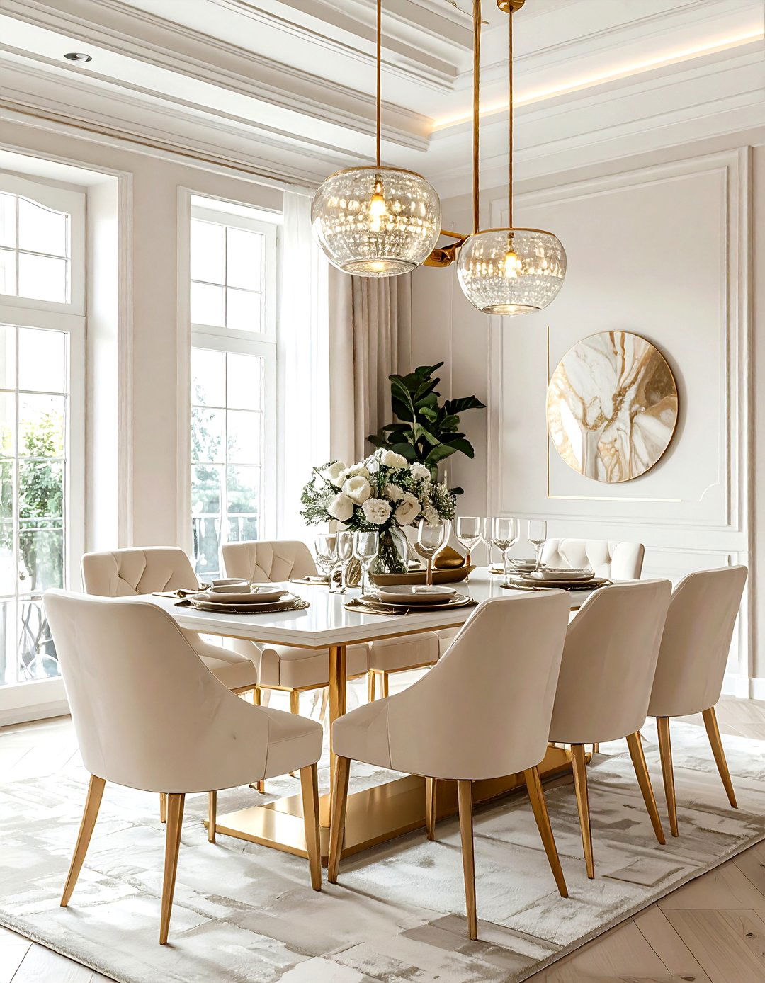 Cream and brass dining room - 30 cream dining room design ideas