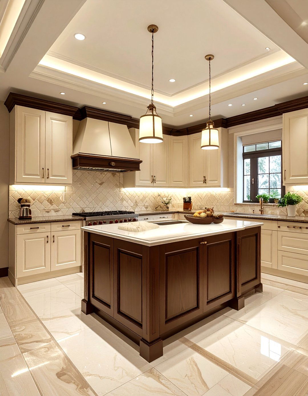 Cream and brown kitchen - 30 brown and white kitchen ideas