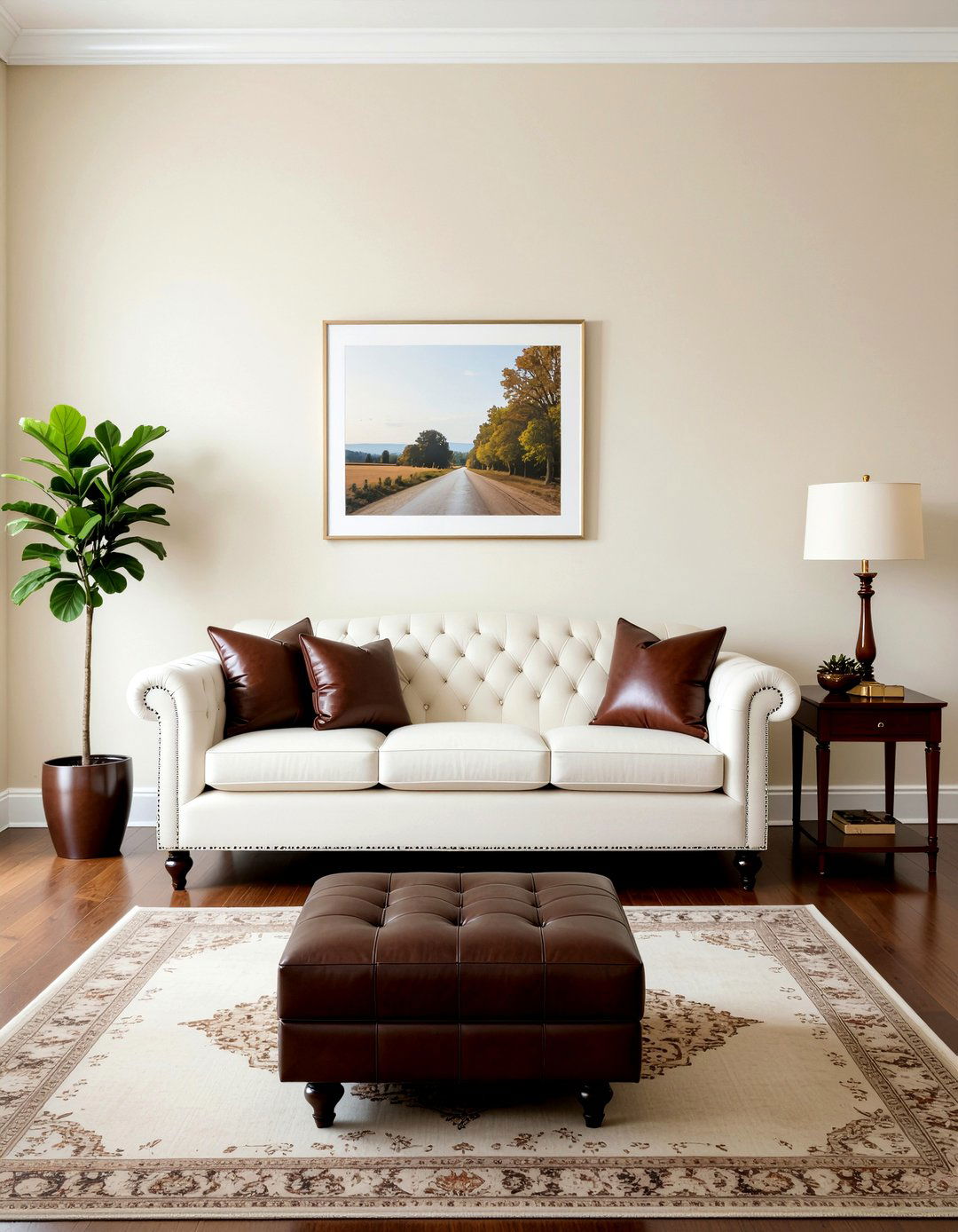 Cream and brown living room - 30 cream living room ideas