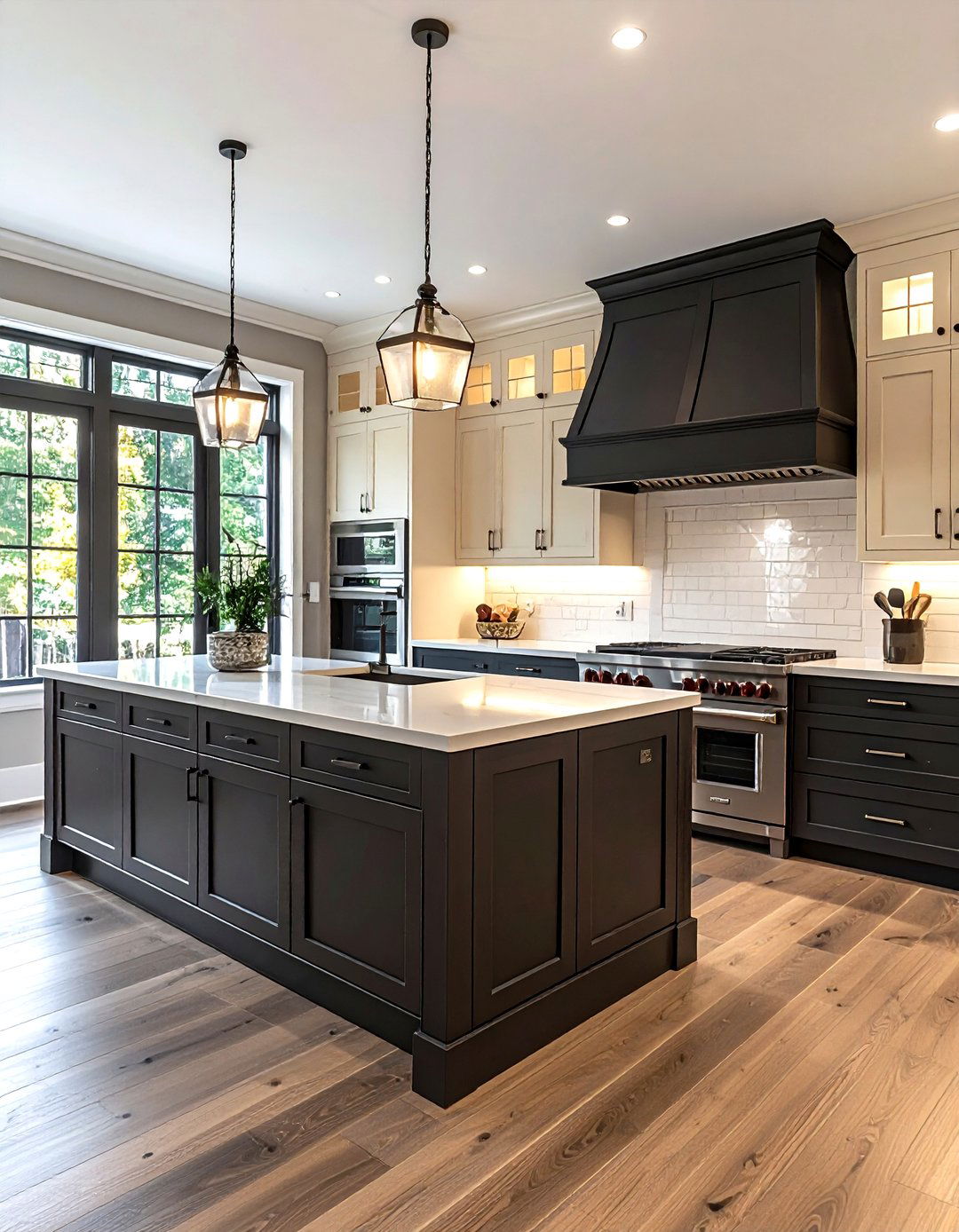 Cream and charcoal kitchen - 30 two-tone cabinet kitchen ideas
