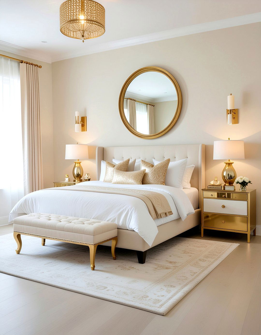 Cream and gold bedroom decor - 30 cream bedroom ideas