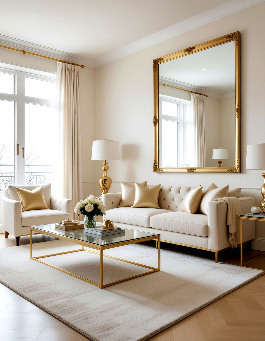 Cream and gold living room - 30 cream living room ideas