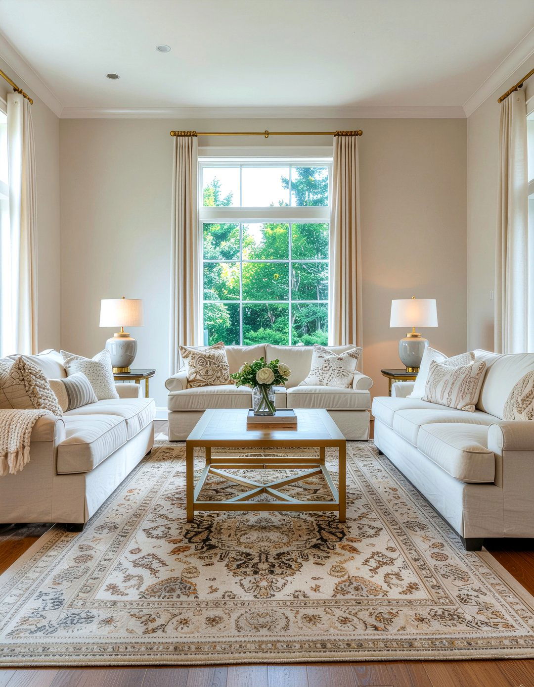 Cream and gold living room - 30 gold accent living room ideas