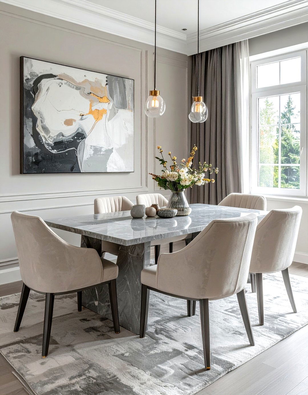 Cream and gray dining room - 30 cream dining room ideas