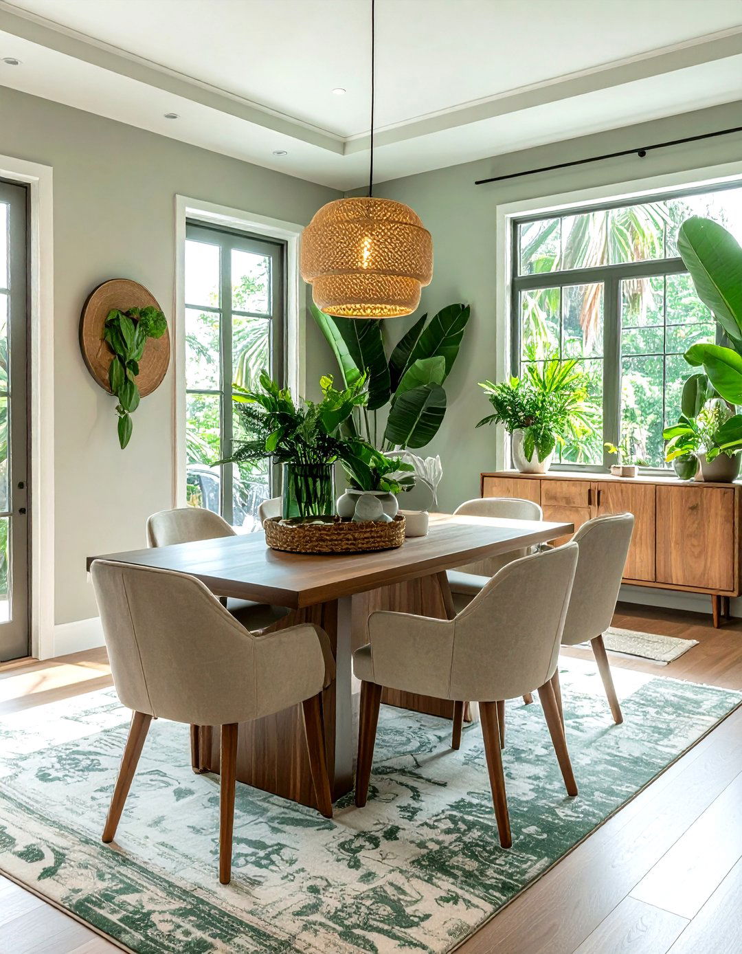 Cream and green dining room - 30 cream dining room ideas