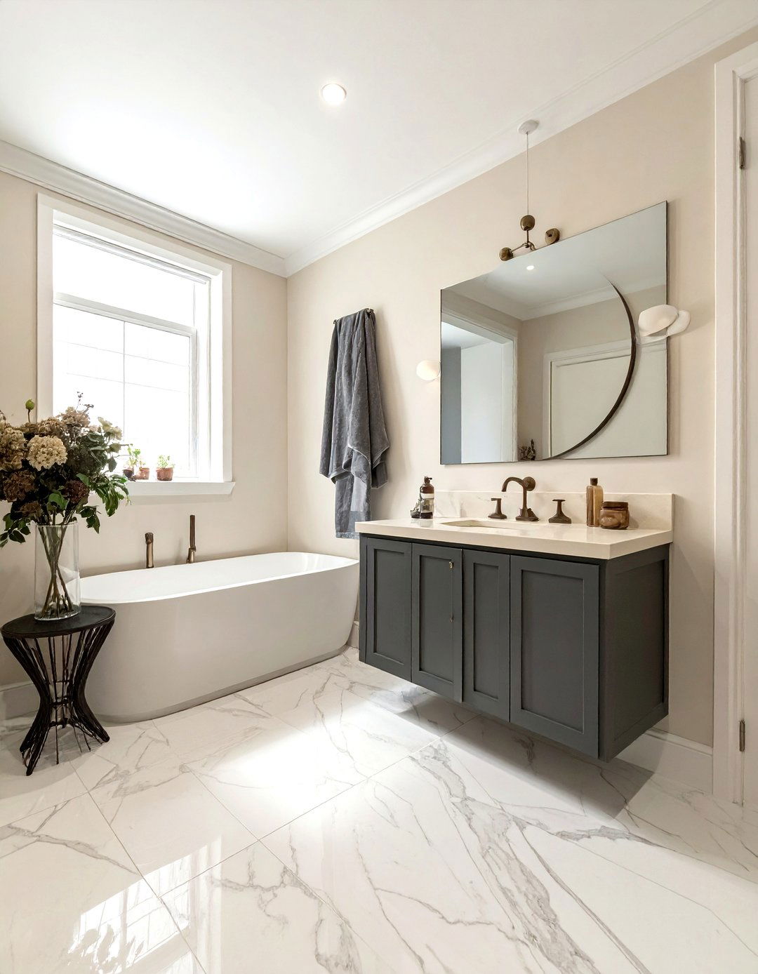Cream and grey bathroom - 30 cream bathroom ideas