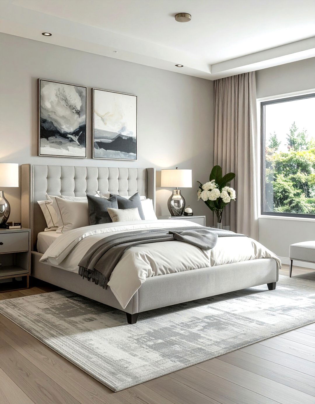 Cream and grey bedroom palette - 30 cream bedroom decor ideas