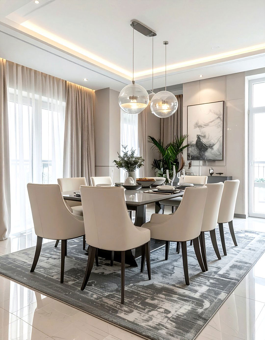Cream and grey dining room - 30 cream dining room design ideas