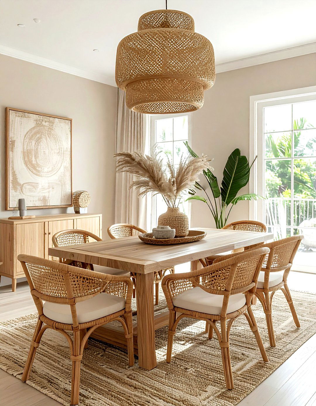 Cream and rattan dining room - 30 cream dining room design ideas