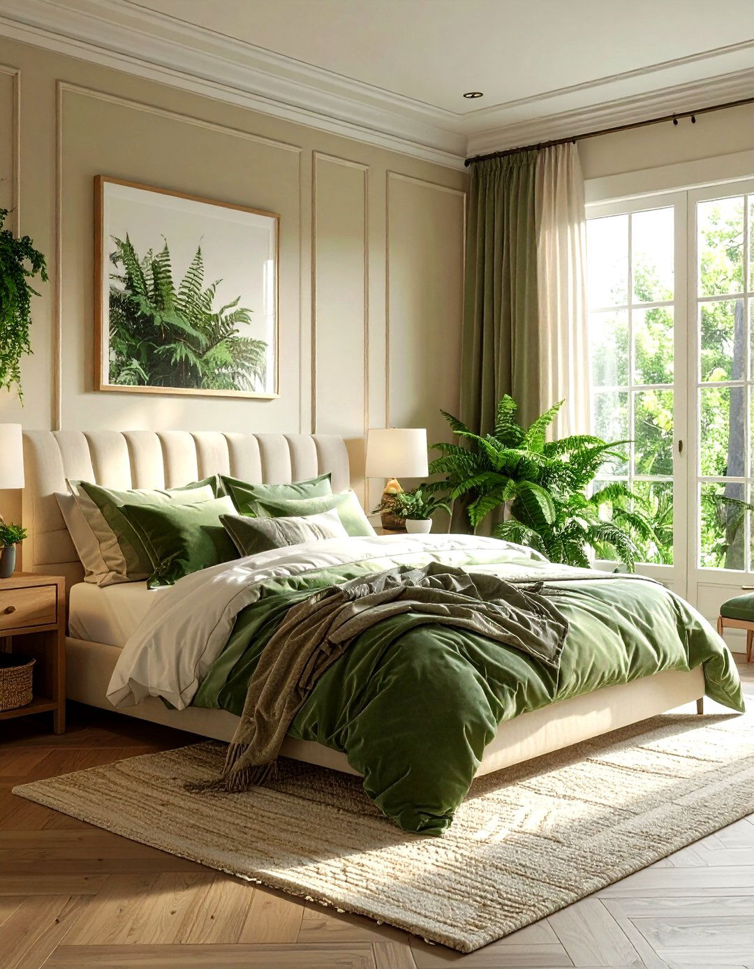 Cream and sage green bedroom - 30 cream bedroom decor ideas