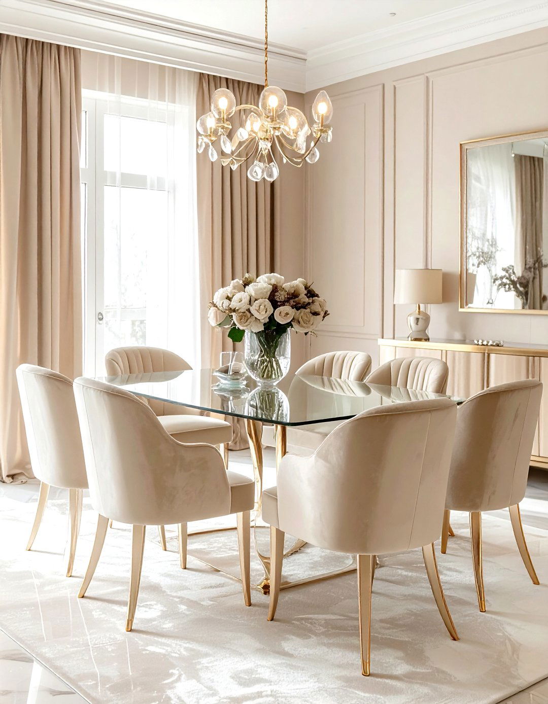 Cream and velvet dining room - 30 cream dining room design ideas