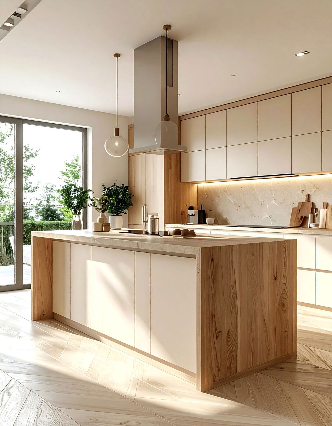 Cream and wood kitchen - 30 beige kitchen design ideas