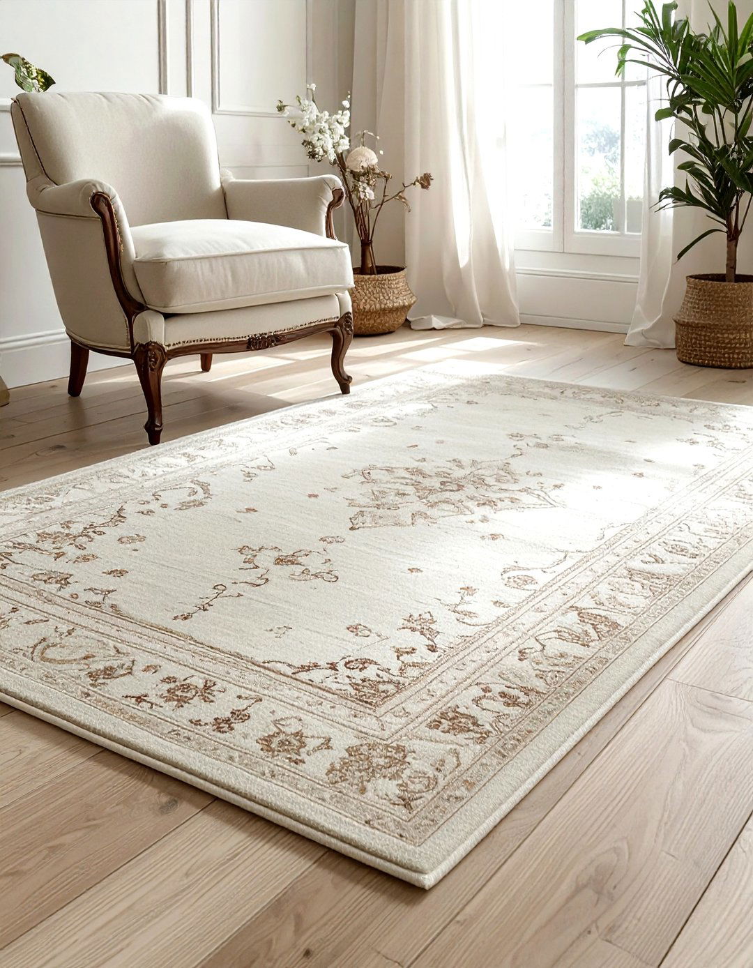 Cream area rug - 30 light academia decor ideas