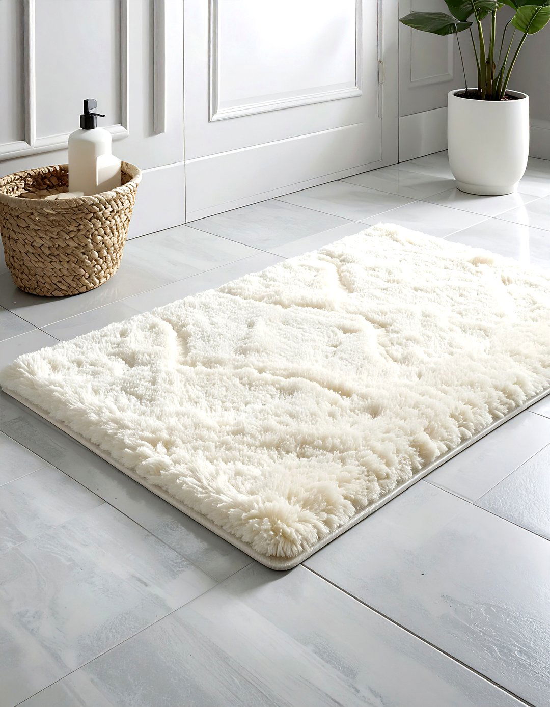 Cream bath mat rug - 30 cream bathroom accessories ideas