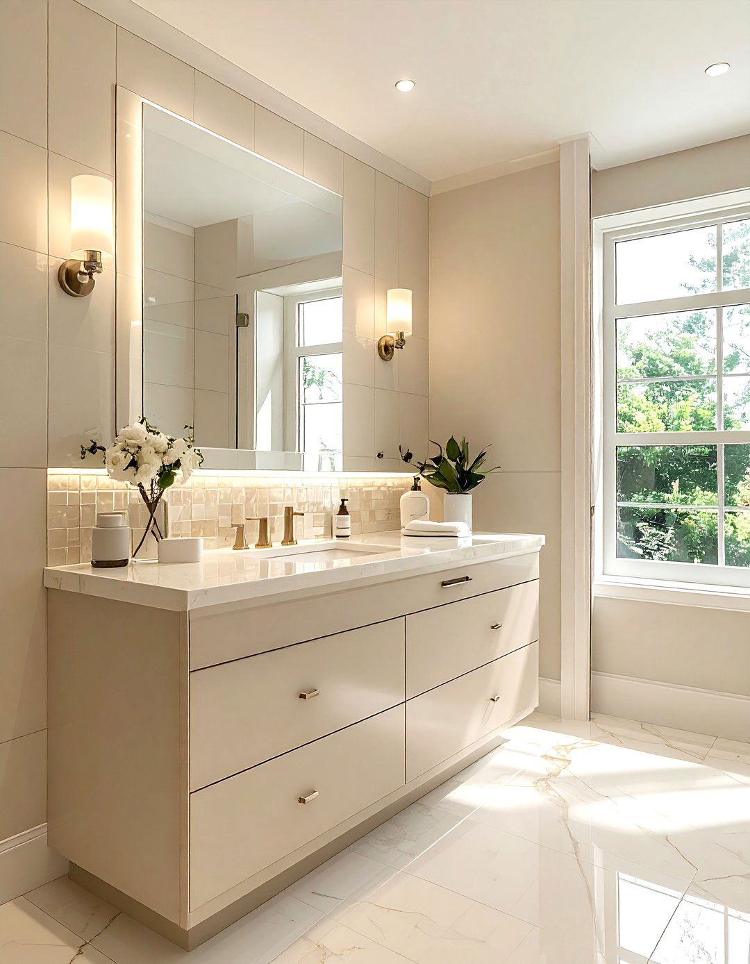 Cream bathroom backsplash - 30 off-white bathroom ideas