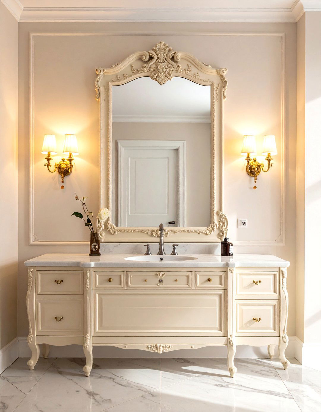 Cream bathroom mirror - 30 cream bathroom ideas