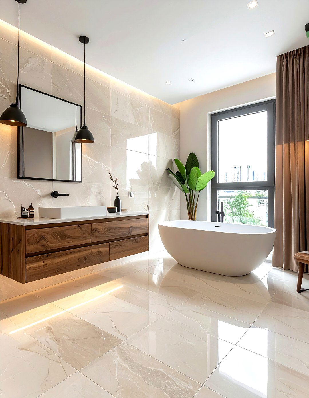 Cream bathroom tile - 30 cream decor ideas